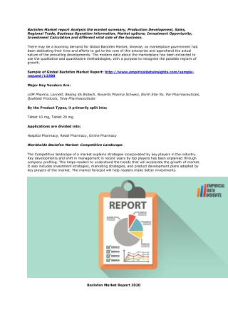 Baclofen Market 2020 Applications and SWOT Analysis to 2026