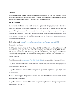Automotive Fuel Rail Market Size