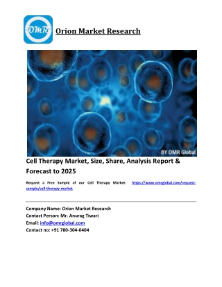 Cell Therapy Market Size, Industry Trends, Share and Forecast 2019-2025