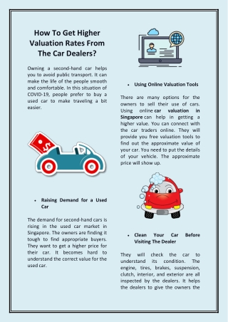 How valuation helps the owner during car selling?