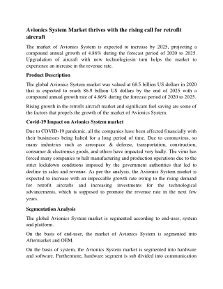 Avionics Systems Market Growth and Key Players Analysis 2025