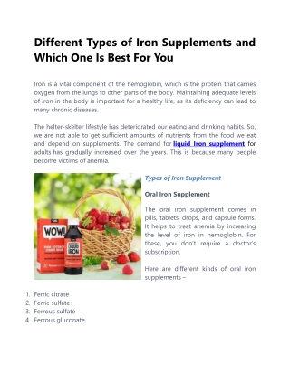 Types Of Iron Supplements And Which One Is Best For You