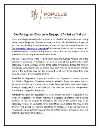 Can Foreigners Divorce in Singapore