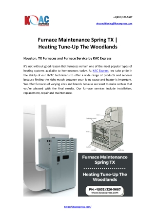 Furnace Maintenance Spring TX | Heating Tune-Up The Woodlands | KAC Express