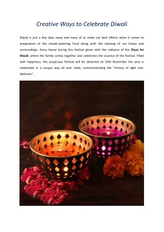 Creative Ways to Celebrate Diwali