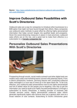 Improve Outbound Sales Possibilities with Scott’s Directories