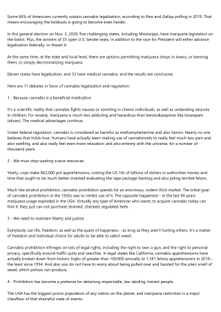 Cannabis Legalization & Regulation Arguments, and Facts, to Help You Best Decide on Election Day