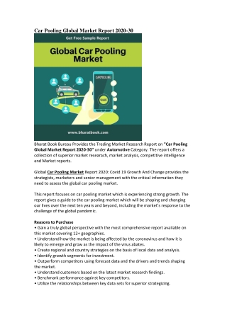 Global Car Pooling Market Research Report Forecast 2030