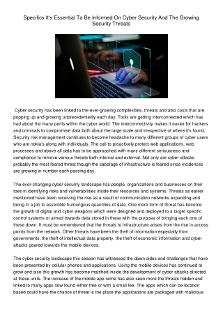 SpecificsItsEssentialToBeInformedOnCyberSecurityAndTheGrowingSecurityThreats