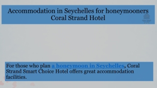 Accommodation in Seychelles for honeymooners from Coral Strand