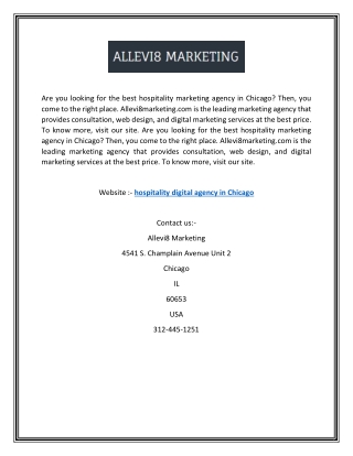 Best Hospitality Digital Agency In Chicago | Allevi8 Marketing