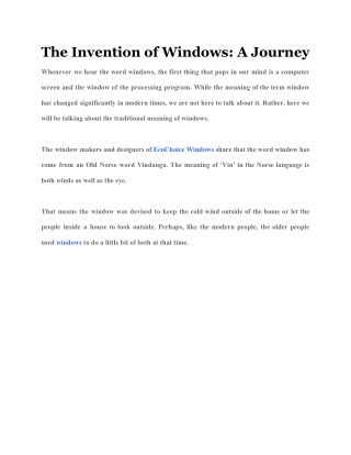 The Invention of Windows: A Journey