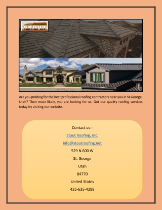 Roof Repair St George | Stoutroofing.net