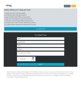 Desktop as a service DaaS for Medical Billing & Coding | Virtual Desktop | VDI for Transcription | vDesk.works