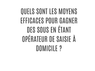 QUELS SONT LES MOYENS EFFICACES POUR GAGNER DES SOUS EN ÉTANT OPÉRATEUR DE SAISIE À DOMICILE ?