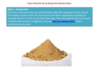 Enjoy Flavorful Tea by Buying Tea Masala Online