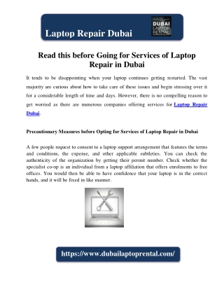 Read this before Going for Services of Laptop Repair in Dubai