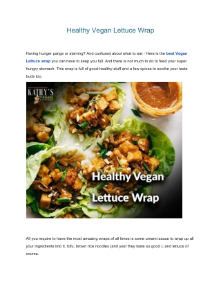 Healthy Vegan Lettuce Wrap