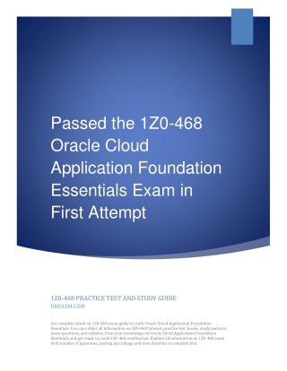 Passed the 1Z0-468 Oracle Cloud Application Foundation Essentials Exam in First Attempt