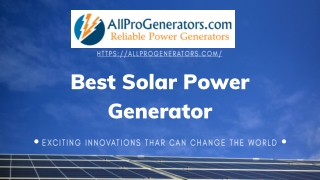 Solar powered generator at Allprogenerators