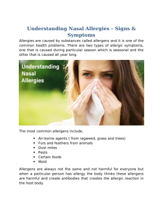 Understanding Nasal allergies