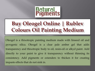 Buy Oleogel Online | Rublev Colours Oil Painting Medium