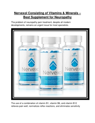 Nervexol Consisting of Vitamins & Minerals – Best Supplement for Neuropathy