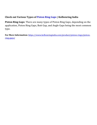 Check out Various Types of Piston Ring Gaps | Kolbenring India