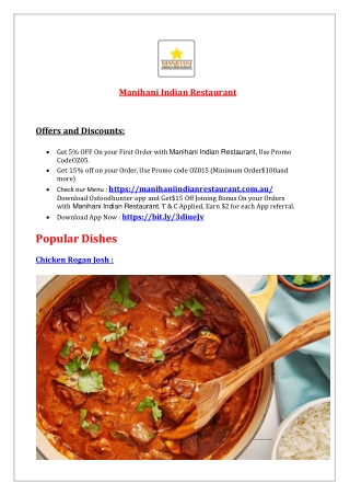 Manihani Indian Restaurant - 5% Off - Takeaway Broadbeach, QLD