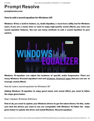 How to add a sound equalizer for Windows 10?