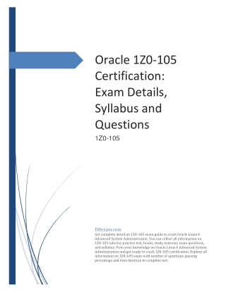 Oracle 1Z0-105 Certification: Exam Details, Syllabus and Questions