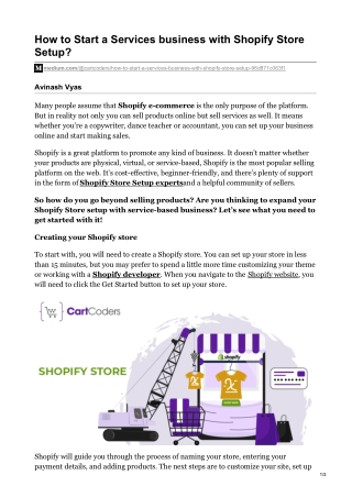 How  to Start a Services business with Shopify Store Setup?