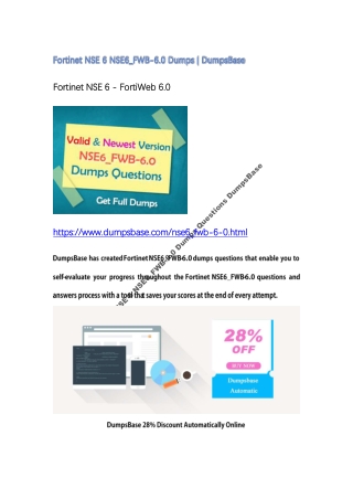 Fortinet NSE 6 NSE6_FWB-6.0 Dumps Questions DumpsBase