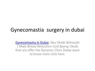 Gynecomastia surgery in dubai