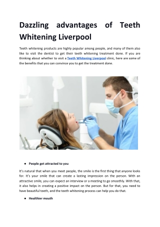 Dazzling advantages of Teeth Whitening Liverpool