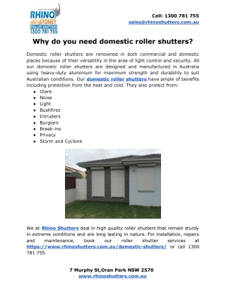 Why do you need domestic roller shutters?