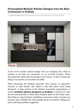 Personalized Modular Kitchen Designs from the Best Contractors in Kolkata