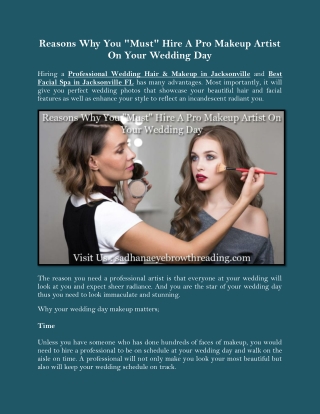 Reasons Why You "Must" Hire A Pro Makeup Artist On Your Wedding Day