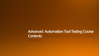 Advanced Automation Tool Testing Training and Placement