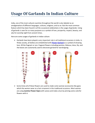 Usage Of Garlands In Indian Culture