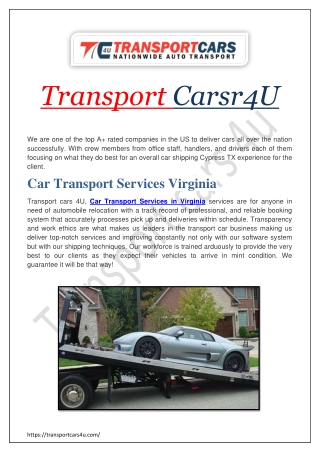 Car Transport Services Virginia