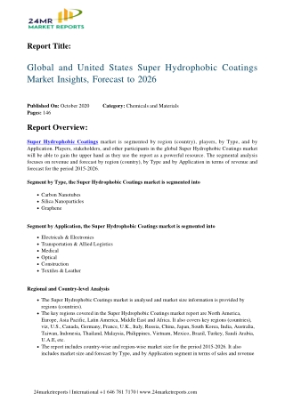 Super Hydrophobic Coatings Market Insights, Forecast to 2026