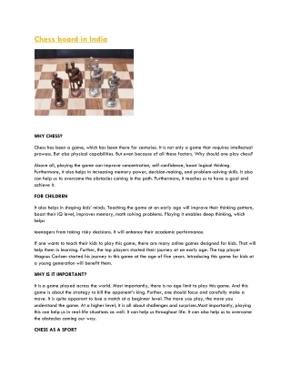 Giant chess manufacturer in India