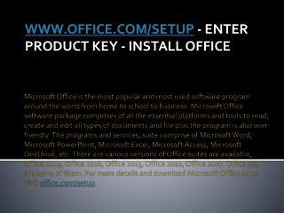 www.office.com/setup|Enter Office Product Key|Install Office Setup