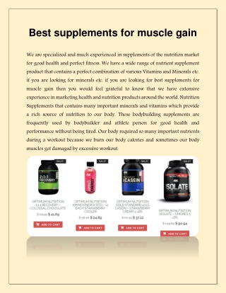 Best supplements for muscle gain