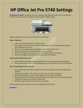 HP Office Jet 5740 Printer Settings