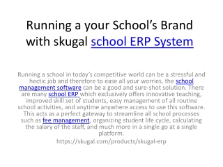 Running a your School’s Brand with skugal school ERP System