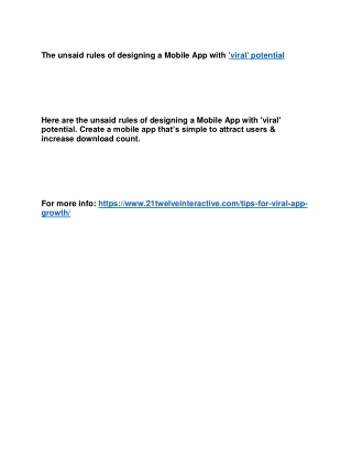 The unsaid rules of designing a Mobile App with 'viral' potential