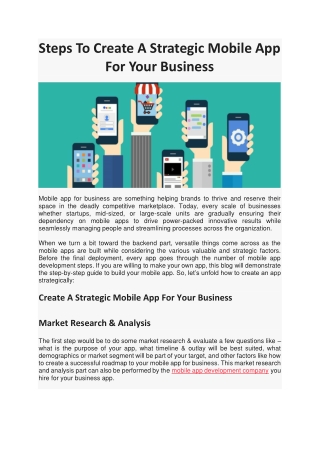 Steps To Create A Strategic Mobile App For Your Business