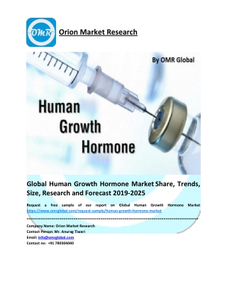 Global Human Growth Hormone Market Size, Share, Future Prospects and Forecast 2019-2025